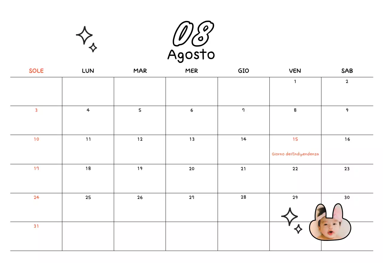 Calendario giallo di Capodanno