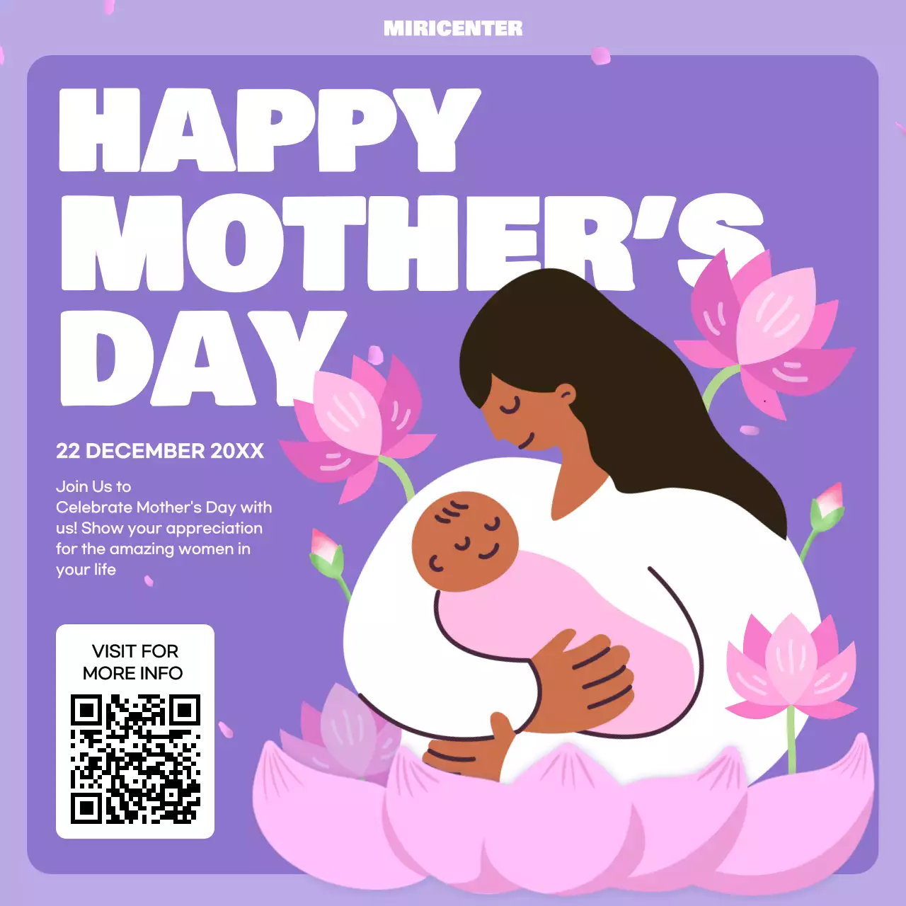 Purple Floral Mother's Day Event Social Media Post