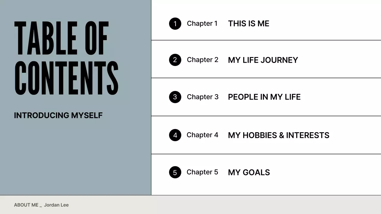 Grey Minimal Personal Introduction Presentation