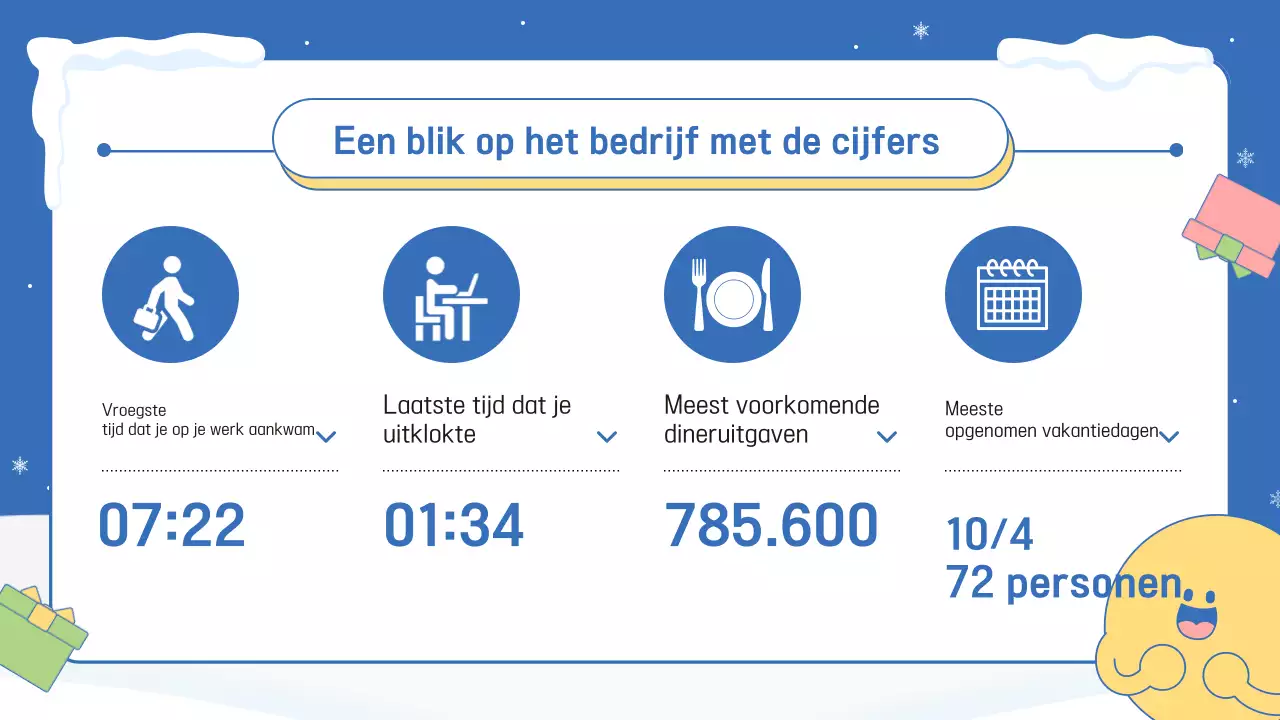 Een blauwe en roze aankondiging voor het eindejaarsevenement