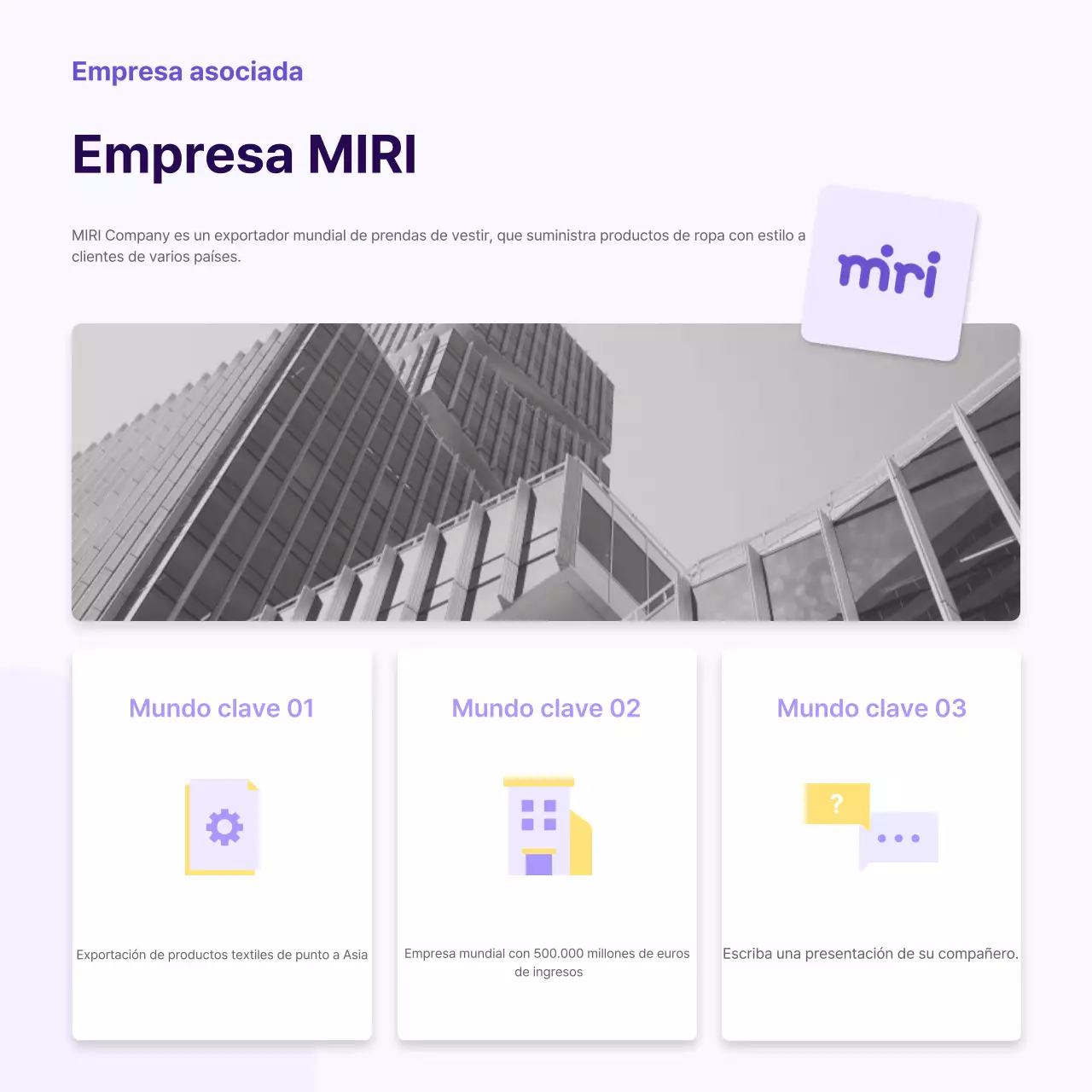 Una sencilla carta de empresa amarilla y morada