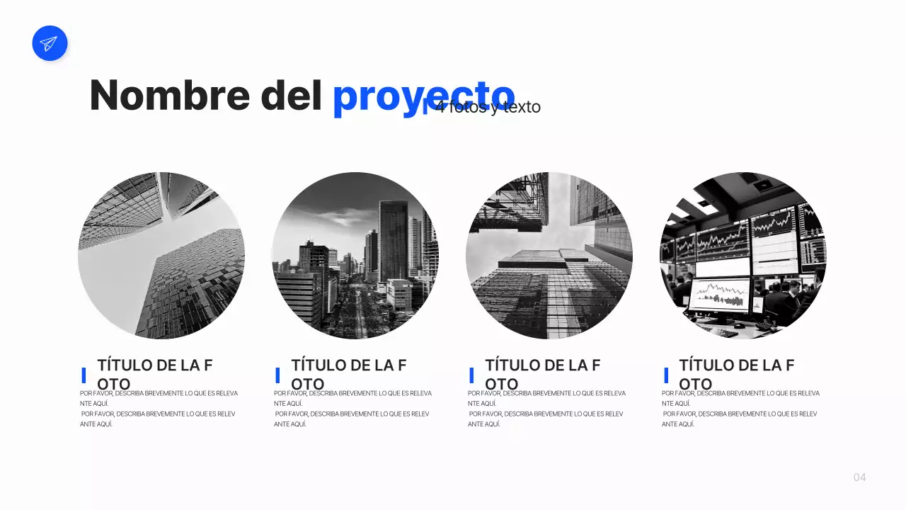 Un sencillo plan de empresa en blanco y azul