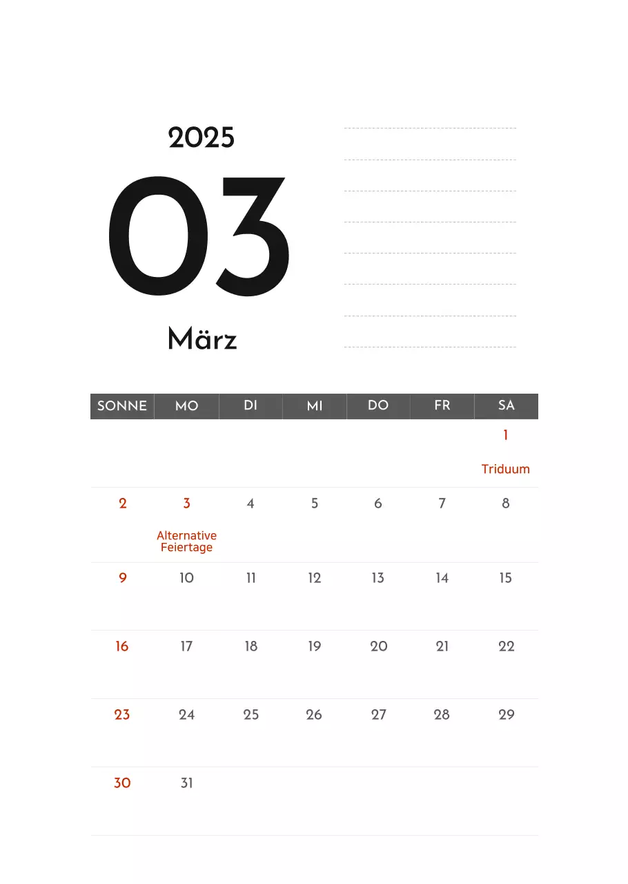 Grauer einfacher Unternehmenskalender