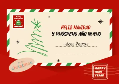 Una bonita tarjeta navideña en rojo y verde