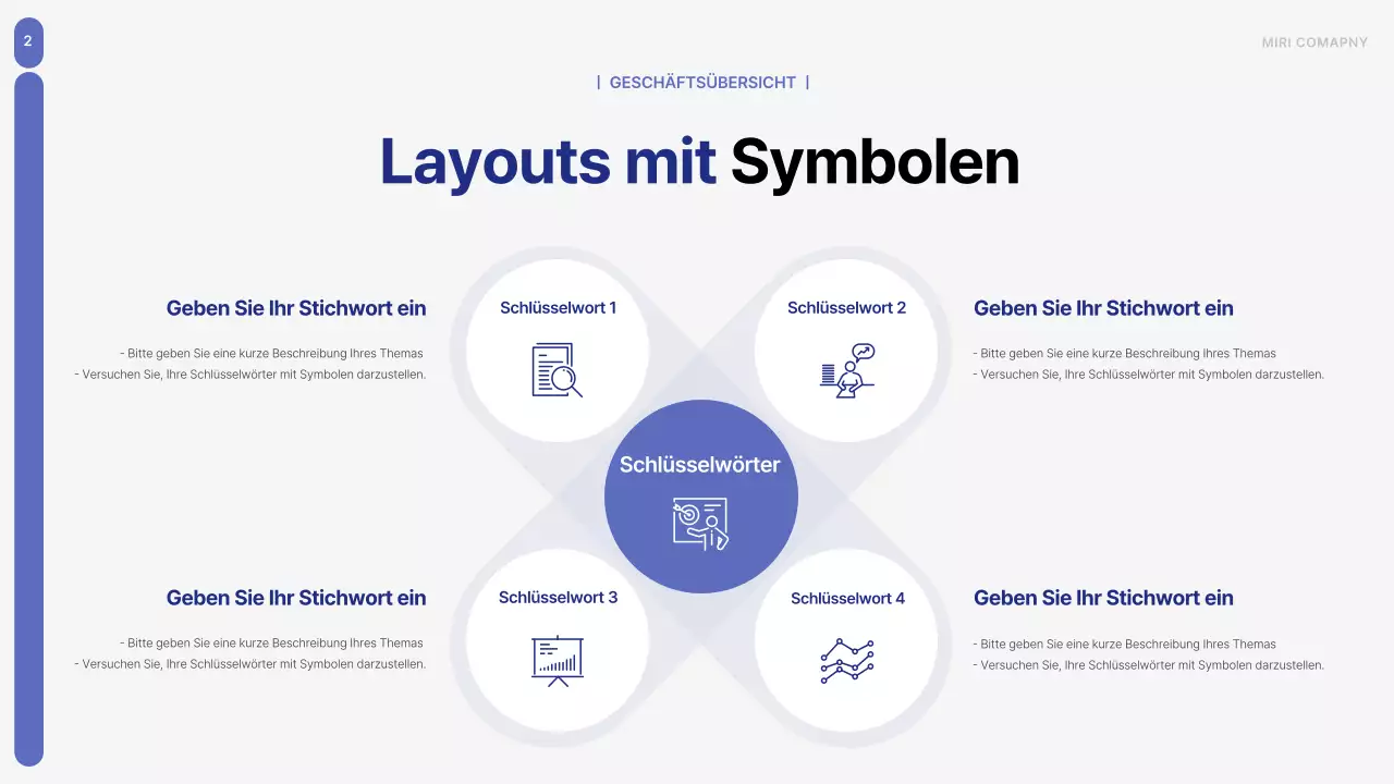 Ein einfacher Geschäftsplan in Blau und Grau