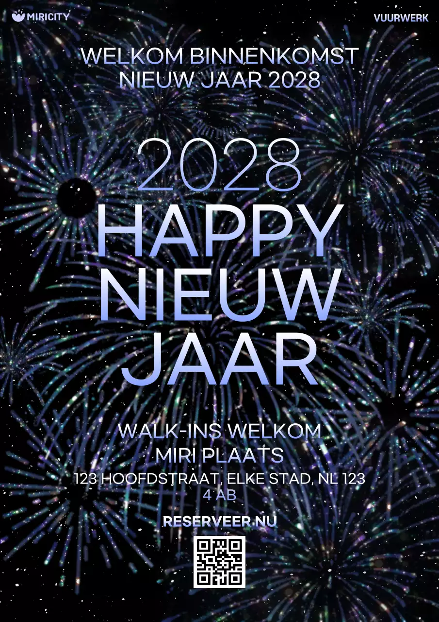 uitnodiging modern nieuwjaar zwart