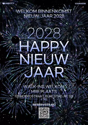 uitnodiging modern nieuwjaar zwart