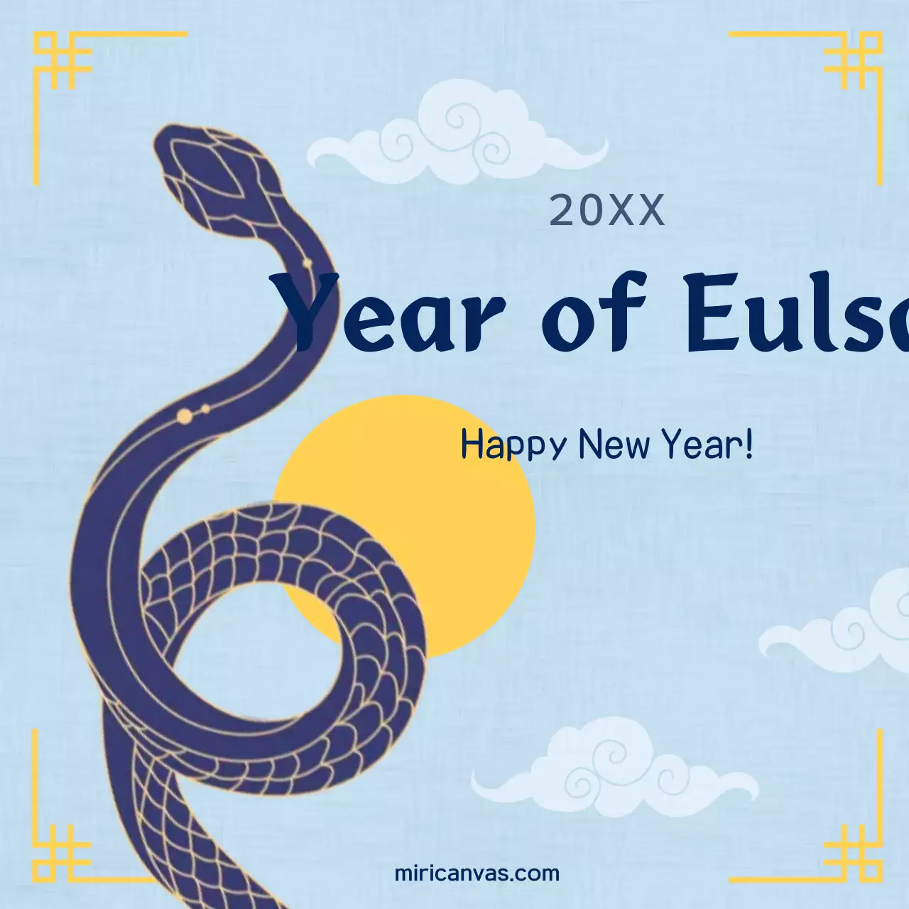 Kartu Tahun Baru Tradisional Biru Posting Media Sosial