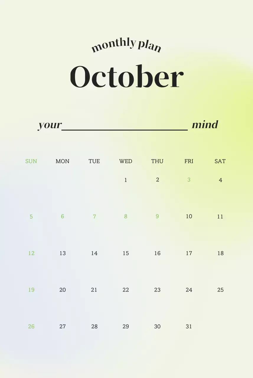 Kata-kata kalender minimalis gradien