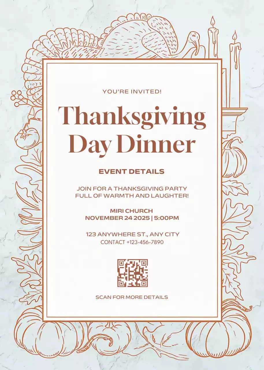 beige traditional thanksgiving invitation