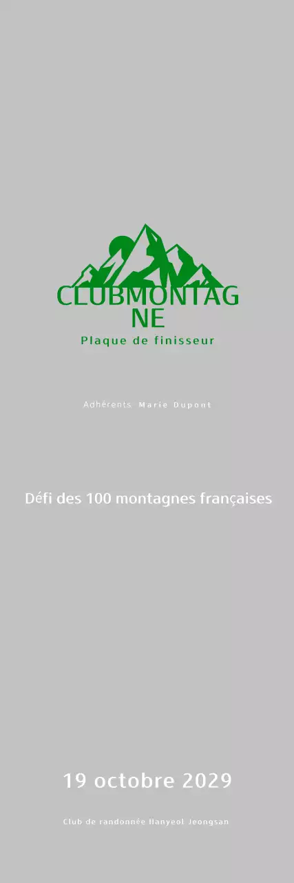 Plaque d'alpinisme simple verte