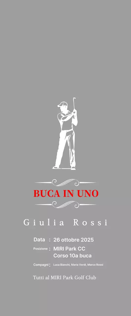 Classica targa da golf con l'illustrazione di un golfista che gioca a golf
