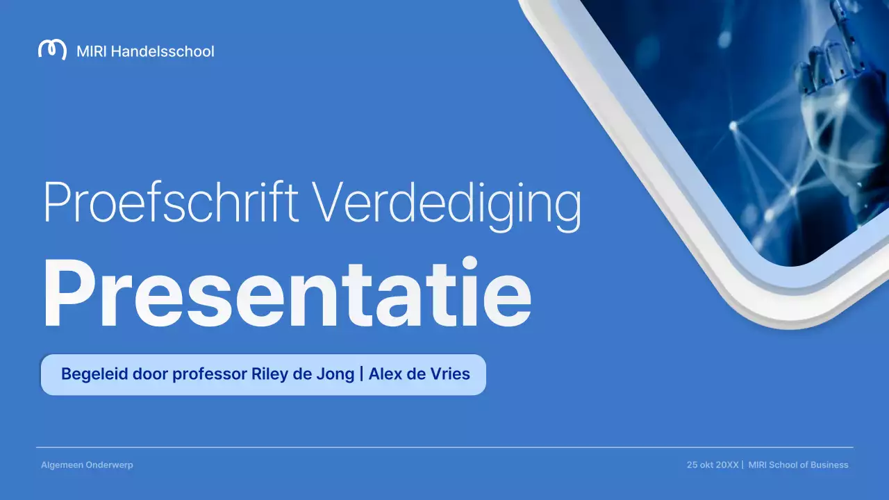 blauw professionele scriptie verdediging aankondiging