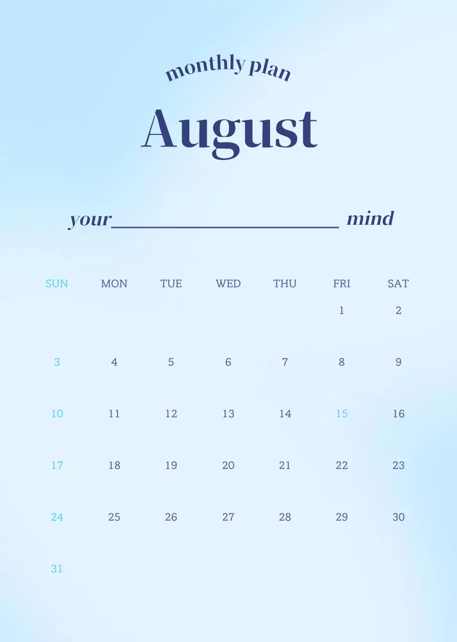 그라데이션 미니멀 캘린더 디자인