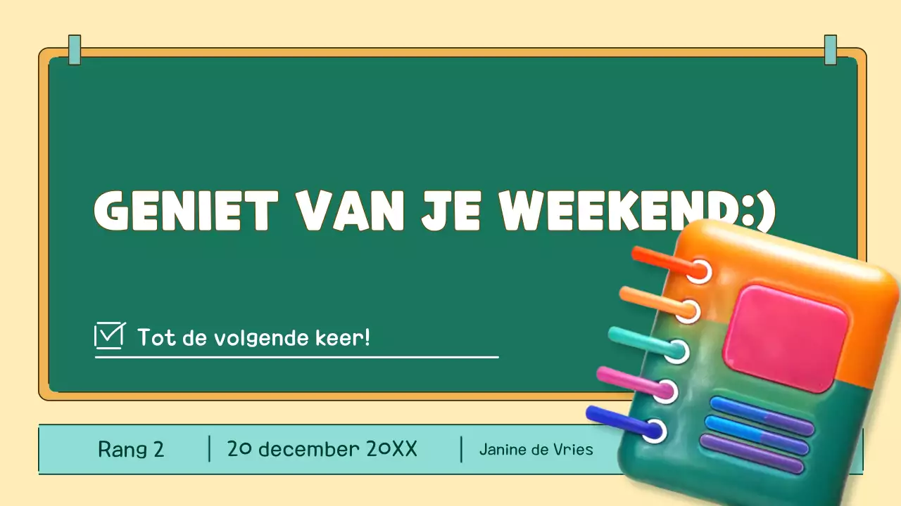 oranje en groene pop klas agenda planner