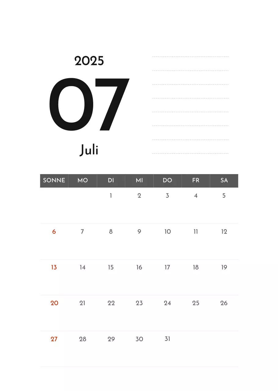 Grauer einfacher Unternehmenskalender