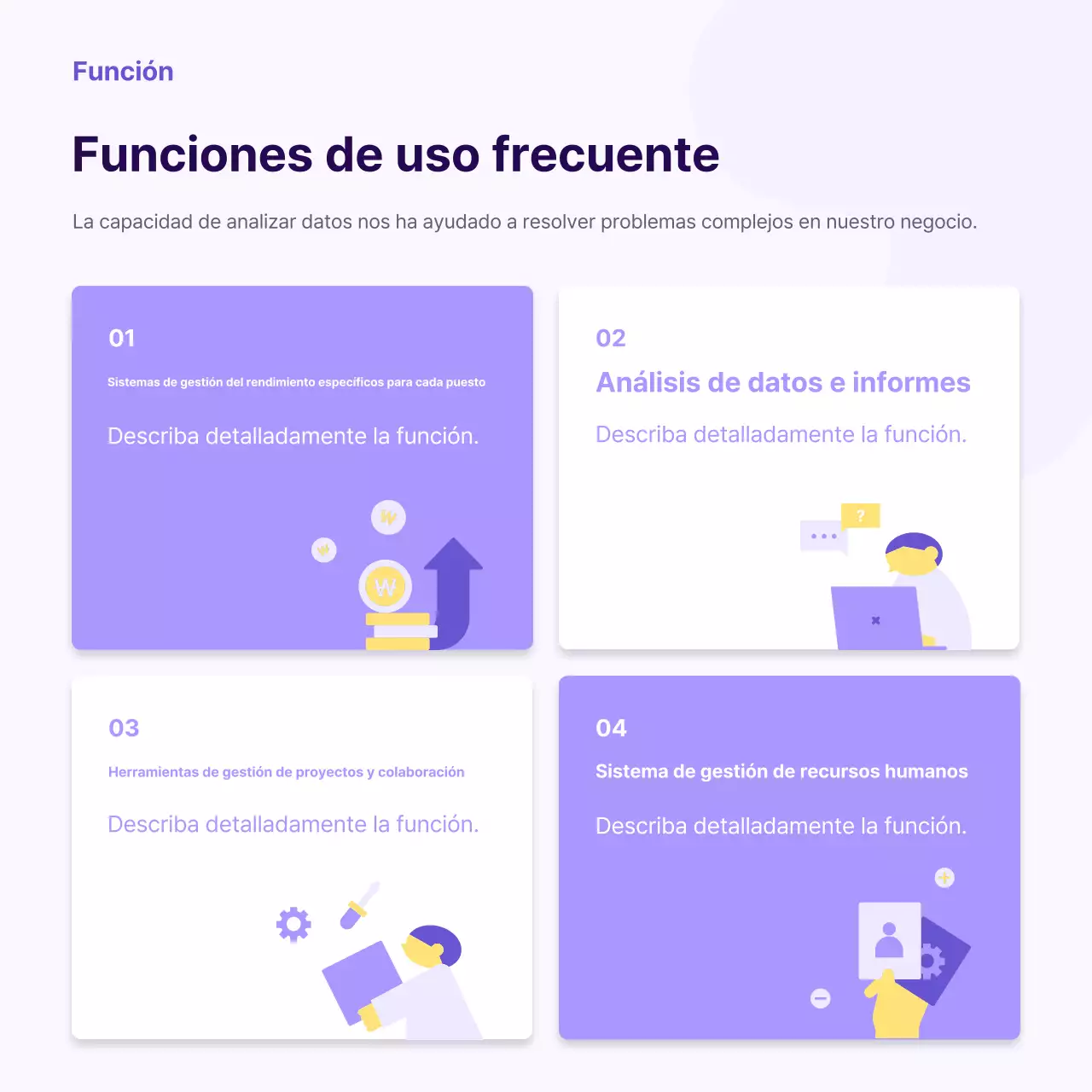 Una sencilla carta de empresa amarilla y morada