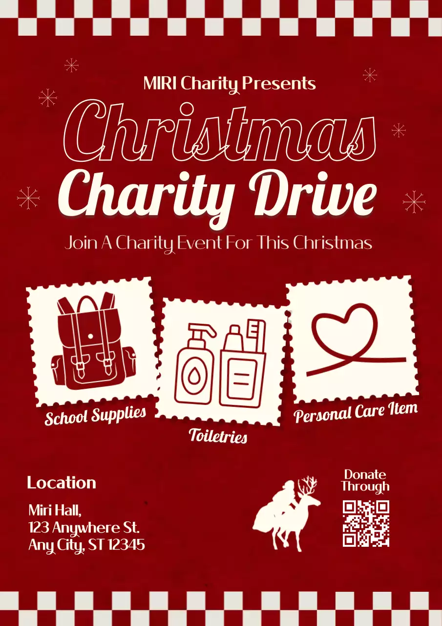 레드 빈티지 자선 행사 포스터