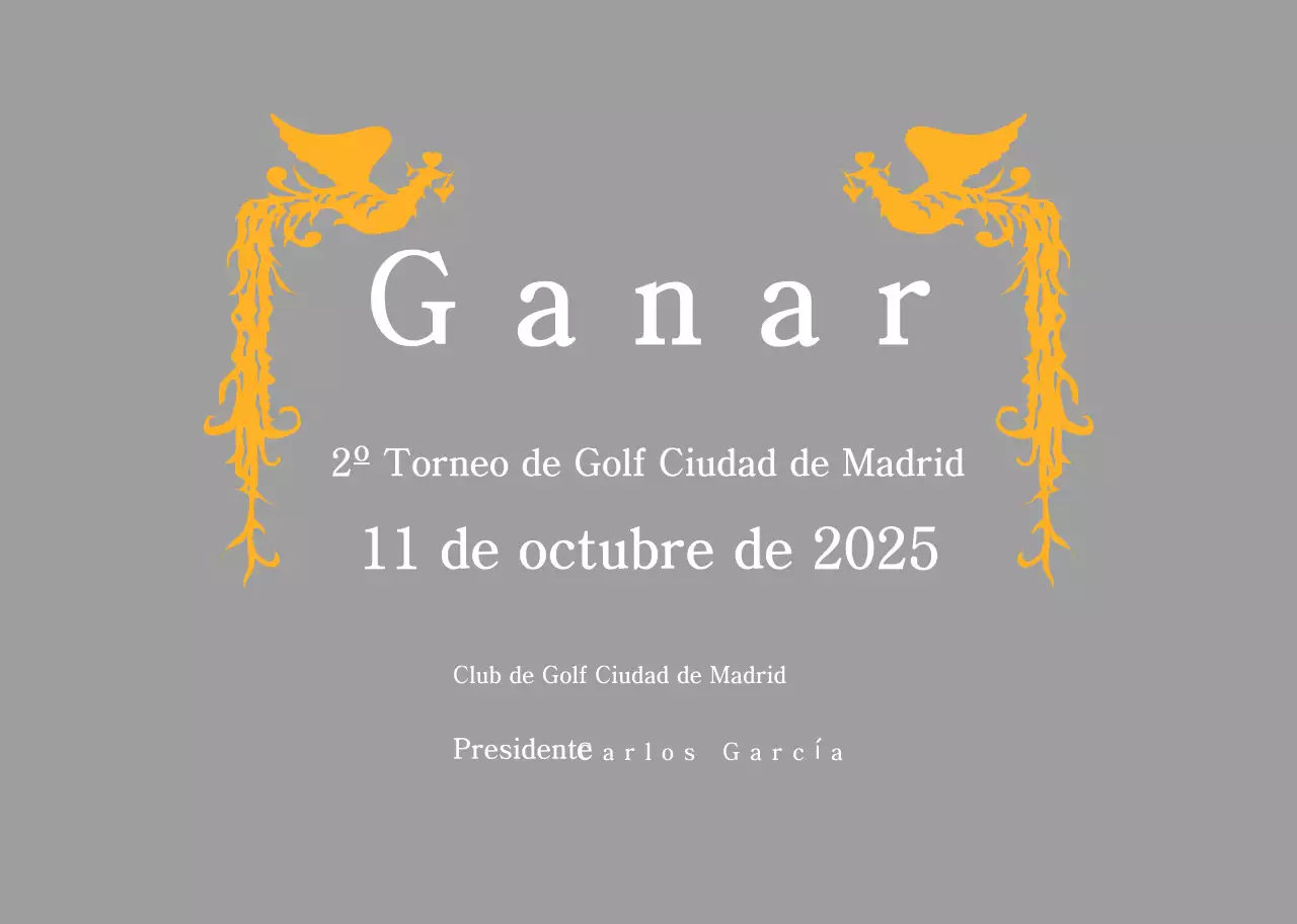 Trofeo clásico de torneo de golf con vistosa decoración de ave fénix