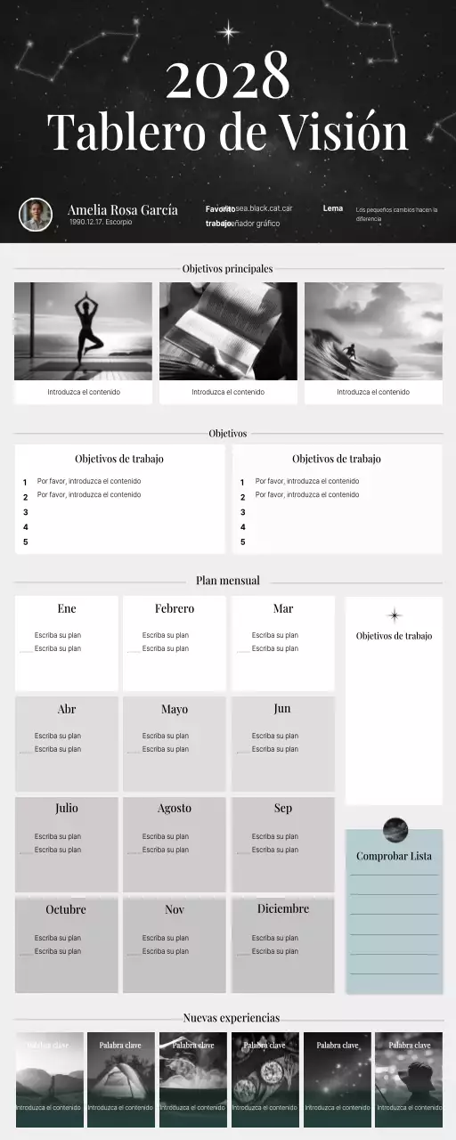 lista de control de la agenda minimalista negra