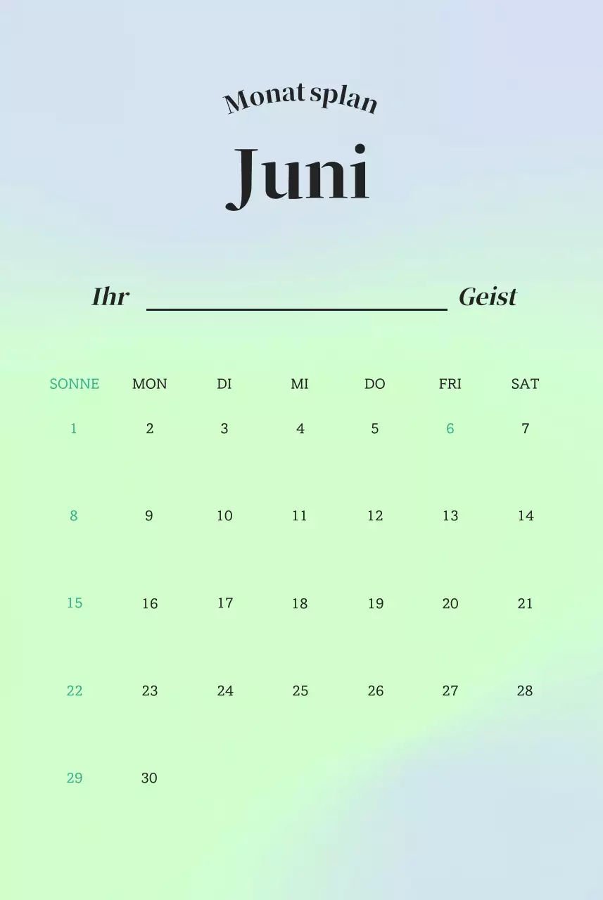 Minimalistischer Kalender mit Farbverlauf