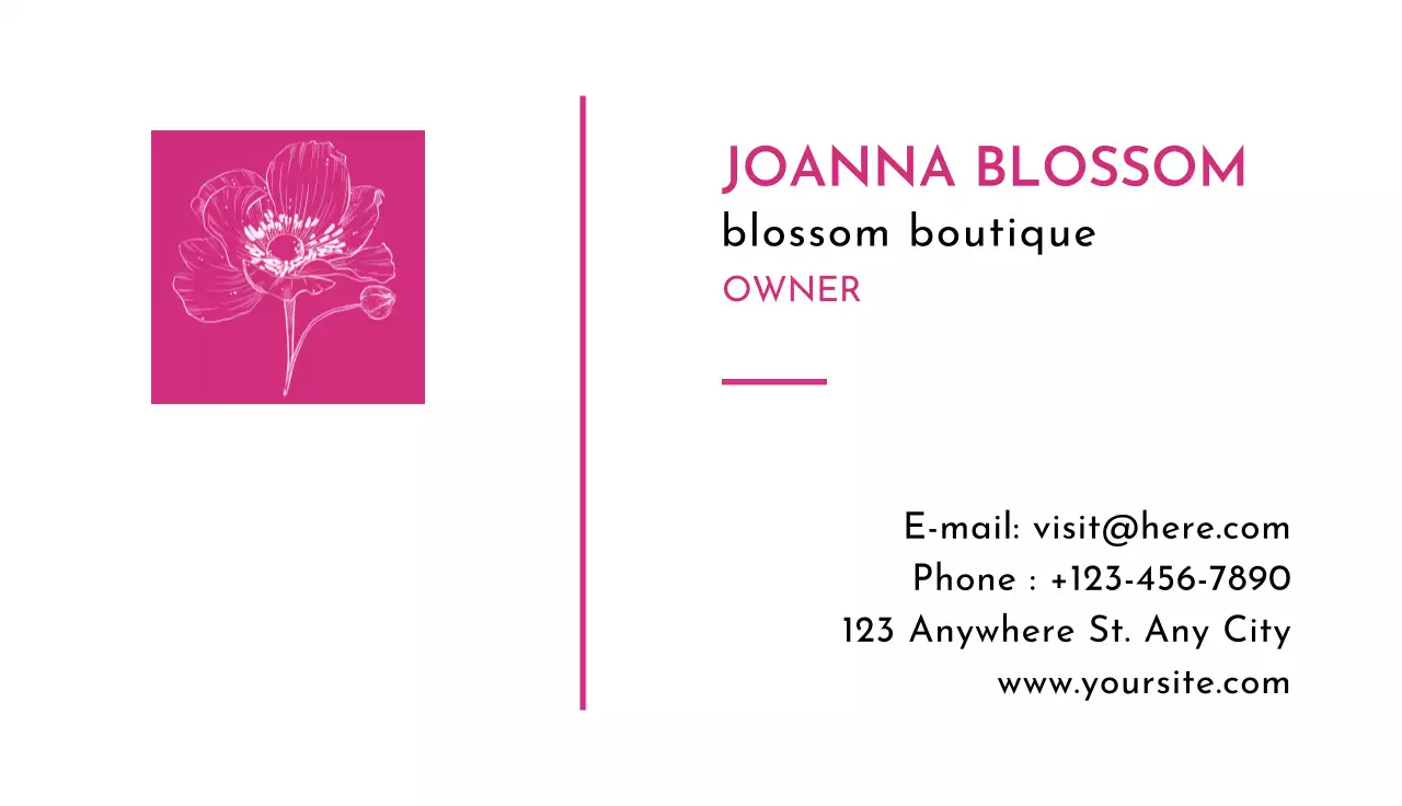 Pink Simple Boutique Business Card