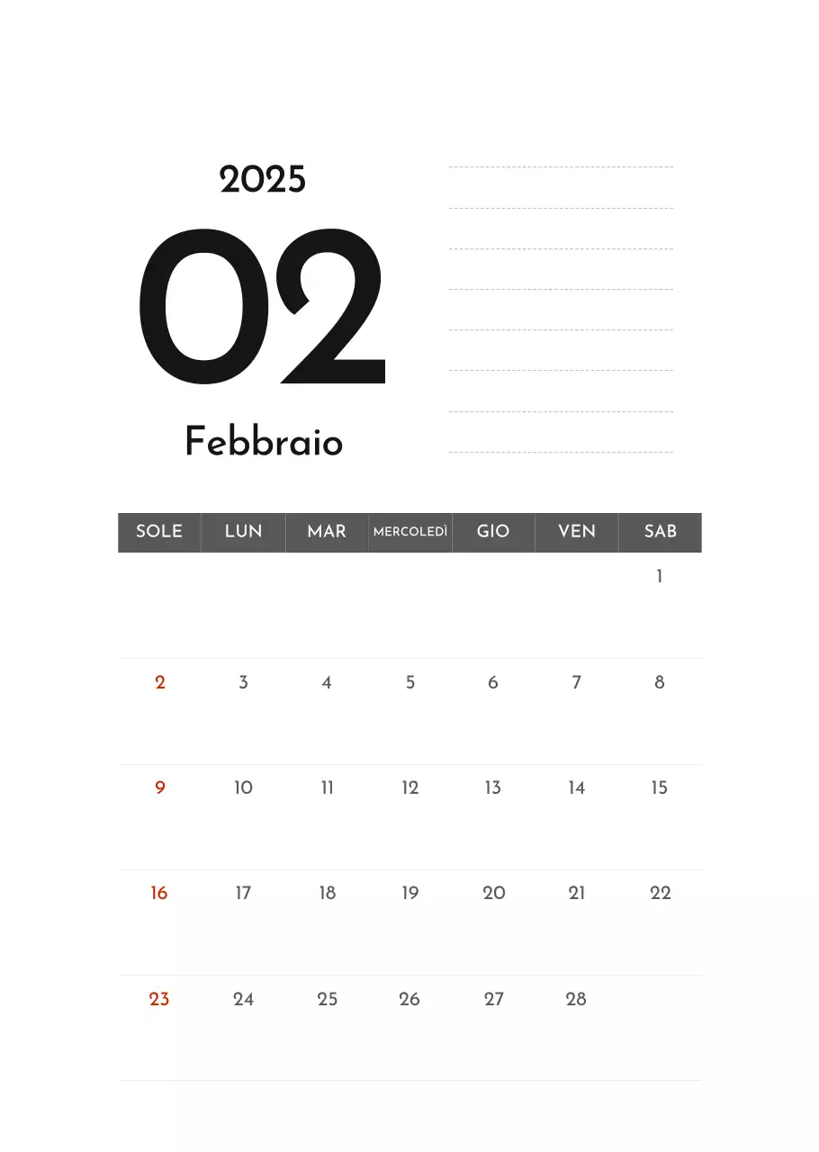 Calendario aziendale semplice grigio