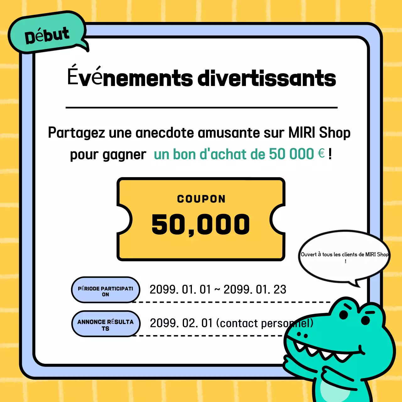 Promouvoir un événement de révision du centre commercial Yellow's Cute