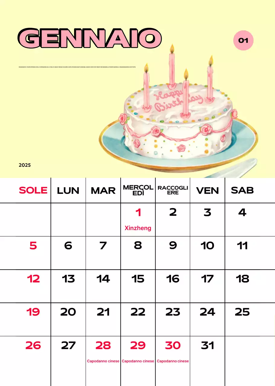 Calendari colorati con una varietà di illustrazioni retrò