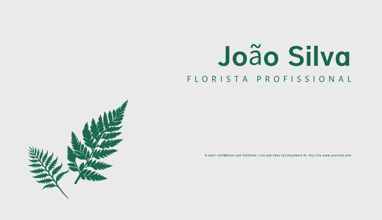 cartão de florista minimalista verde