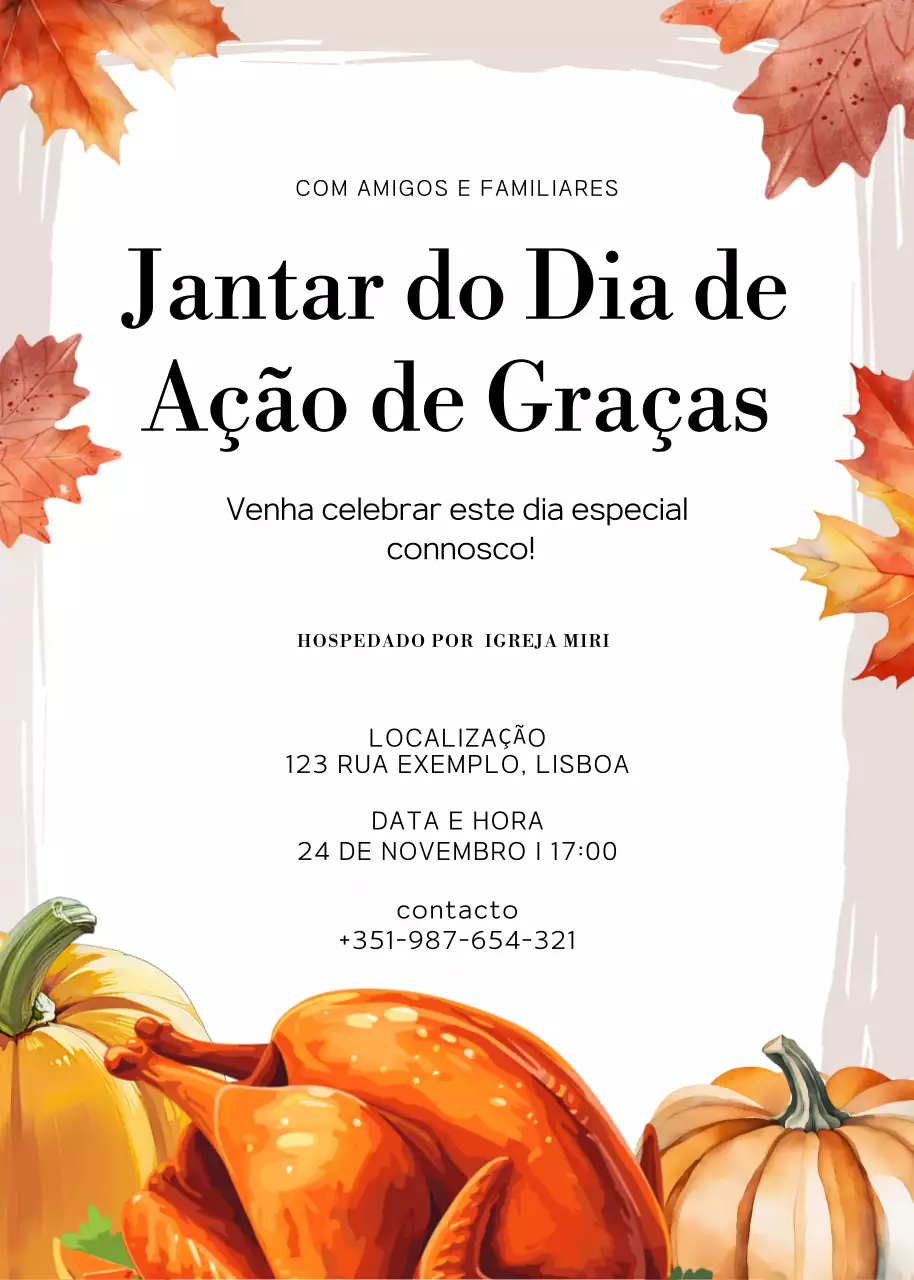 convite para jantar tradicional laranja