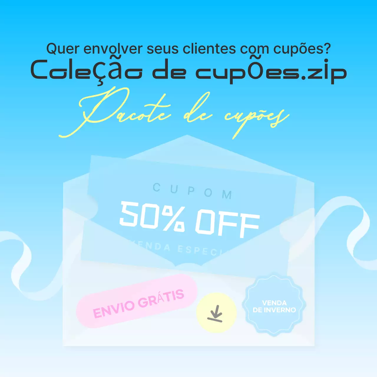 Promoção de desconto moderno azul claro