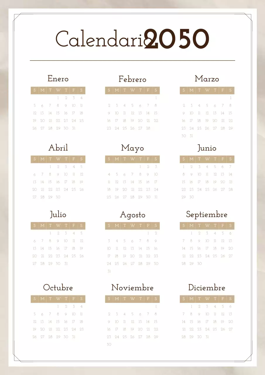 Fotocalendario sencillo en marrón y beige