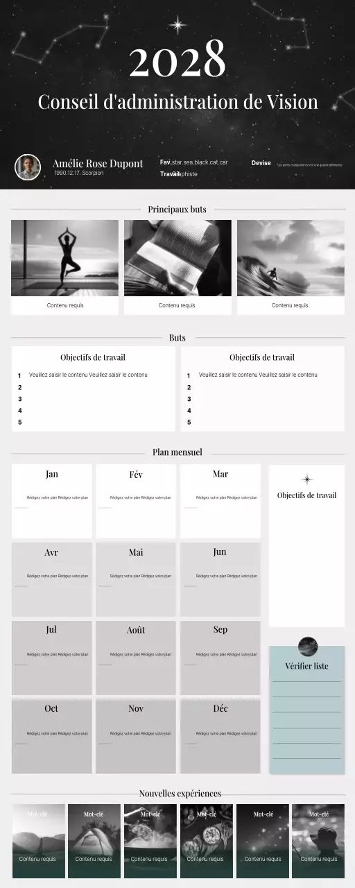 liste de contrôle de l'agenda minimaliste noir