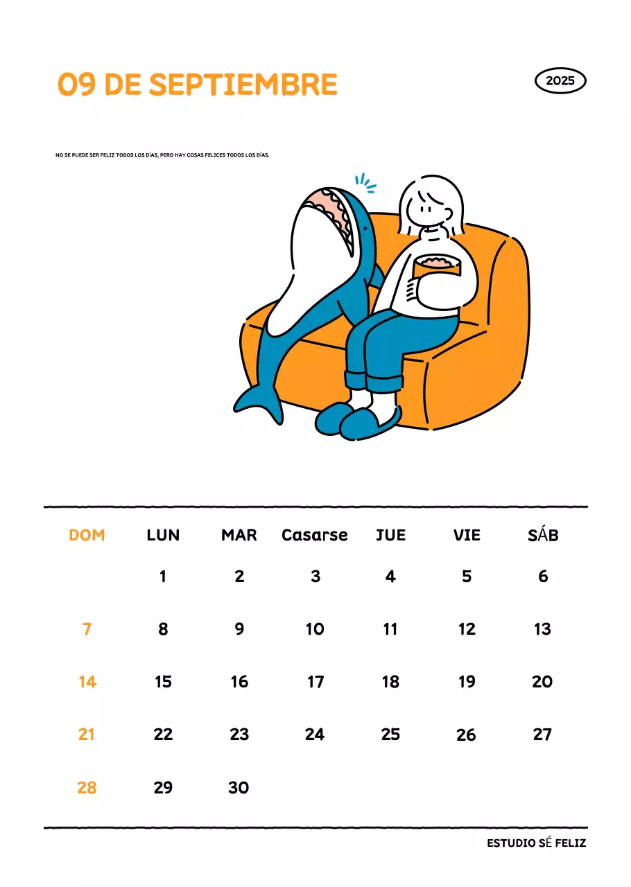 Calendario ilustrado con un bonito estilo de líneas