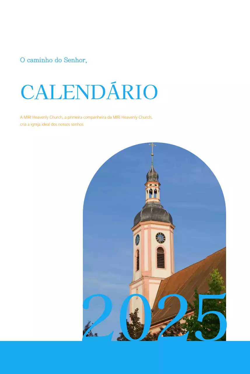 Calendário de igreja azul com conceito moderno