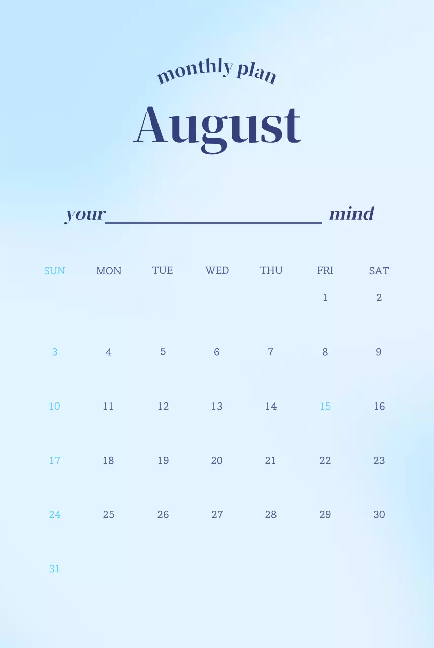 Kata-kata kalender minimalis gradien