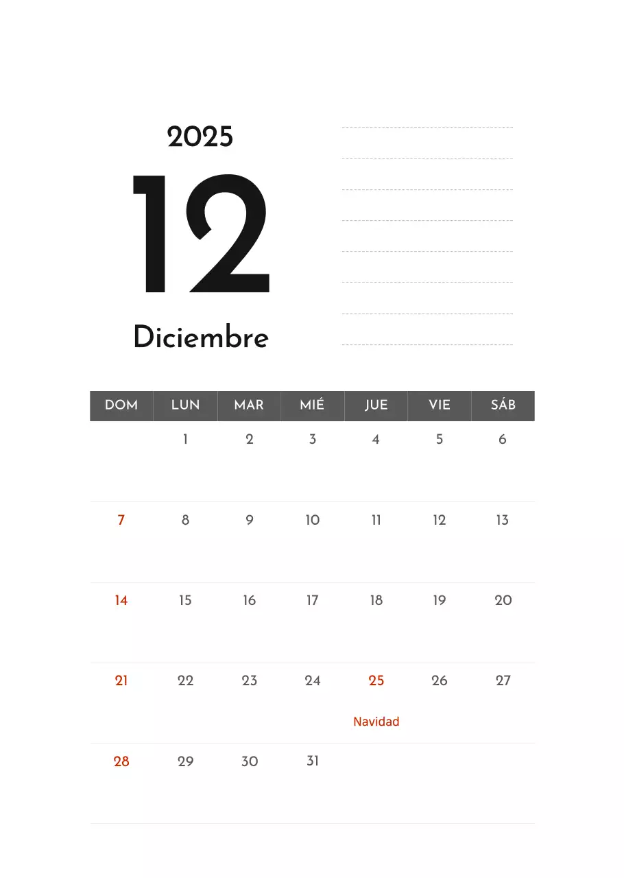 Calendario de empresa Grey Simple