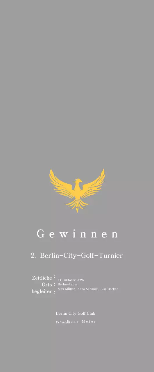 Klassische Golfturnier-Trophäe mit buntem Phönix-Dekor