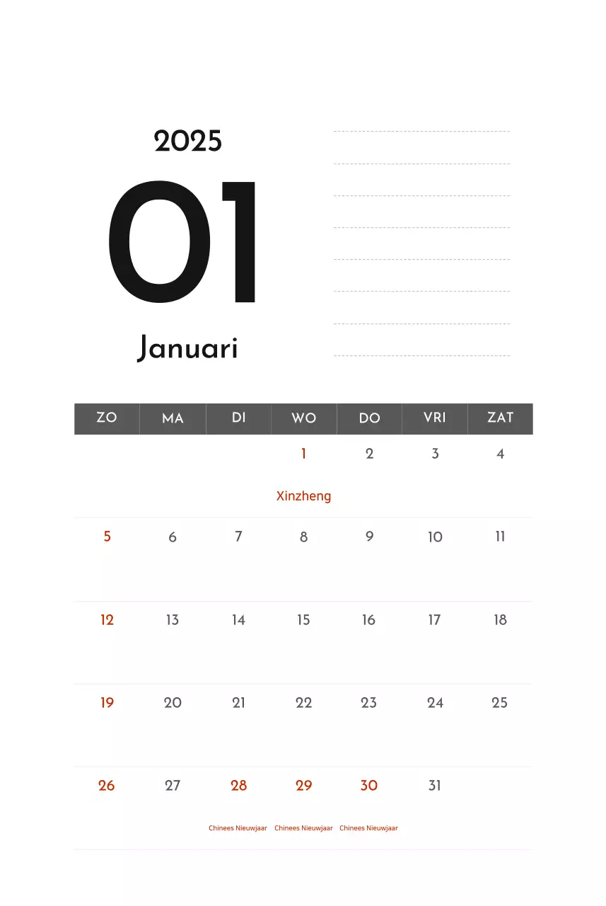 Grijze eenvoudige bedrijfskalender