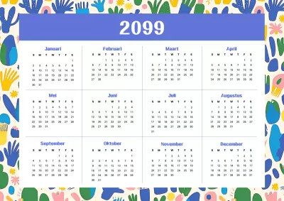 Blauwe Natuurpatronen 1 Jaar Kalender
