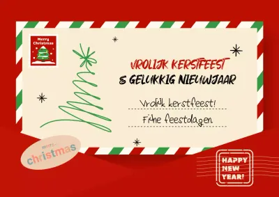 Een leuke kerstkaart in rood en groen