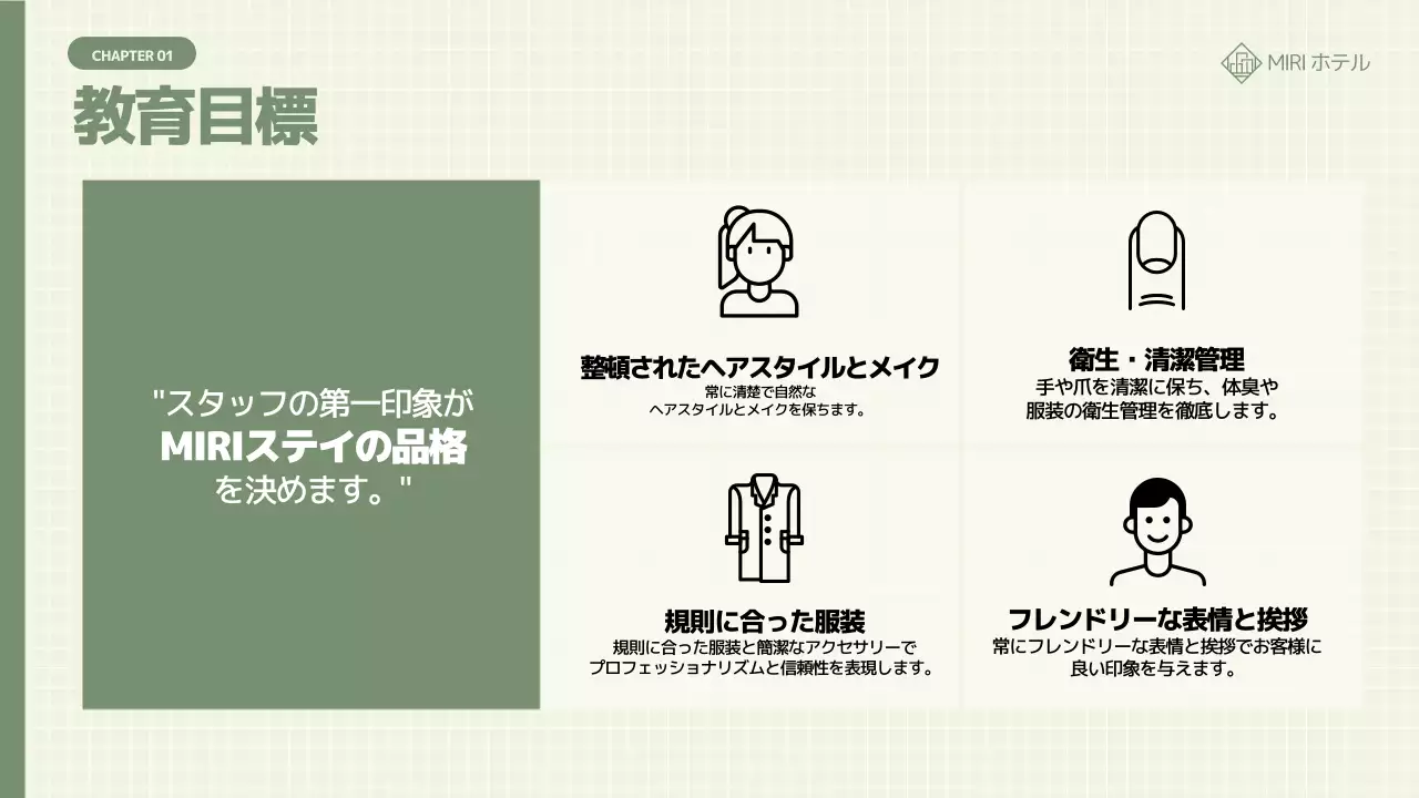 緑 シンプル ガイドライン マニュアル プレゼンテーション