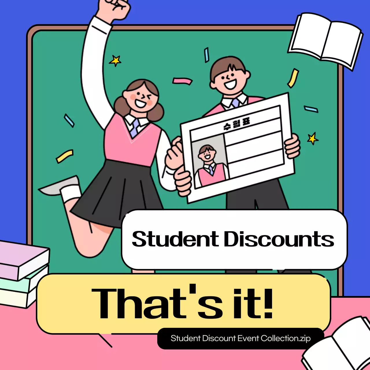 Carrossel de promoção de estudante retrô azul no Instagram