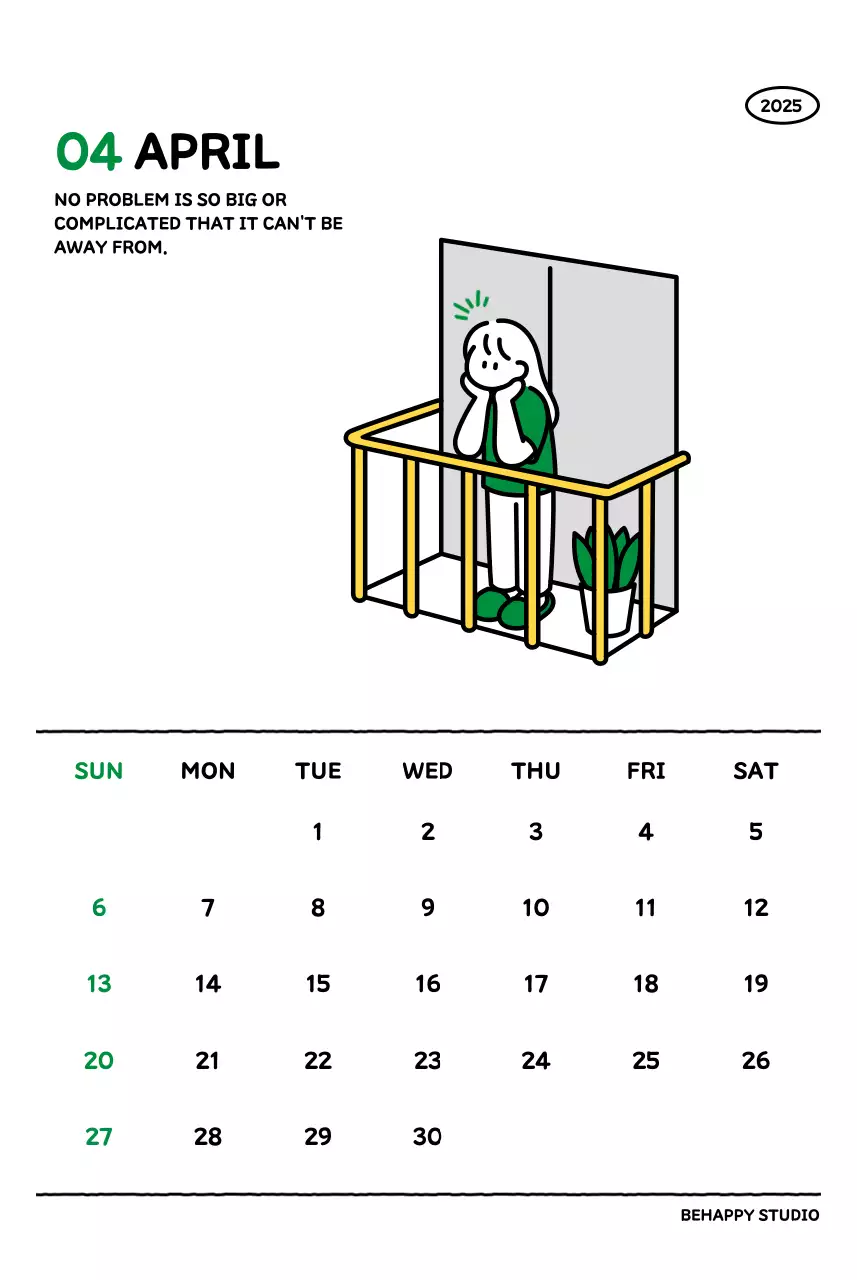 아기자기한 선 스타일의 일러스트 달력 캘린더
