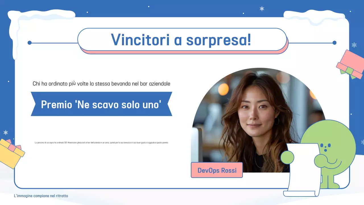 Un annuncio di fine anno in blu e rosa