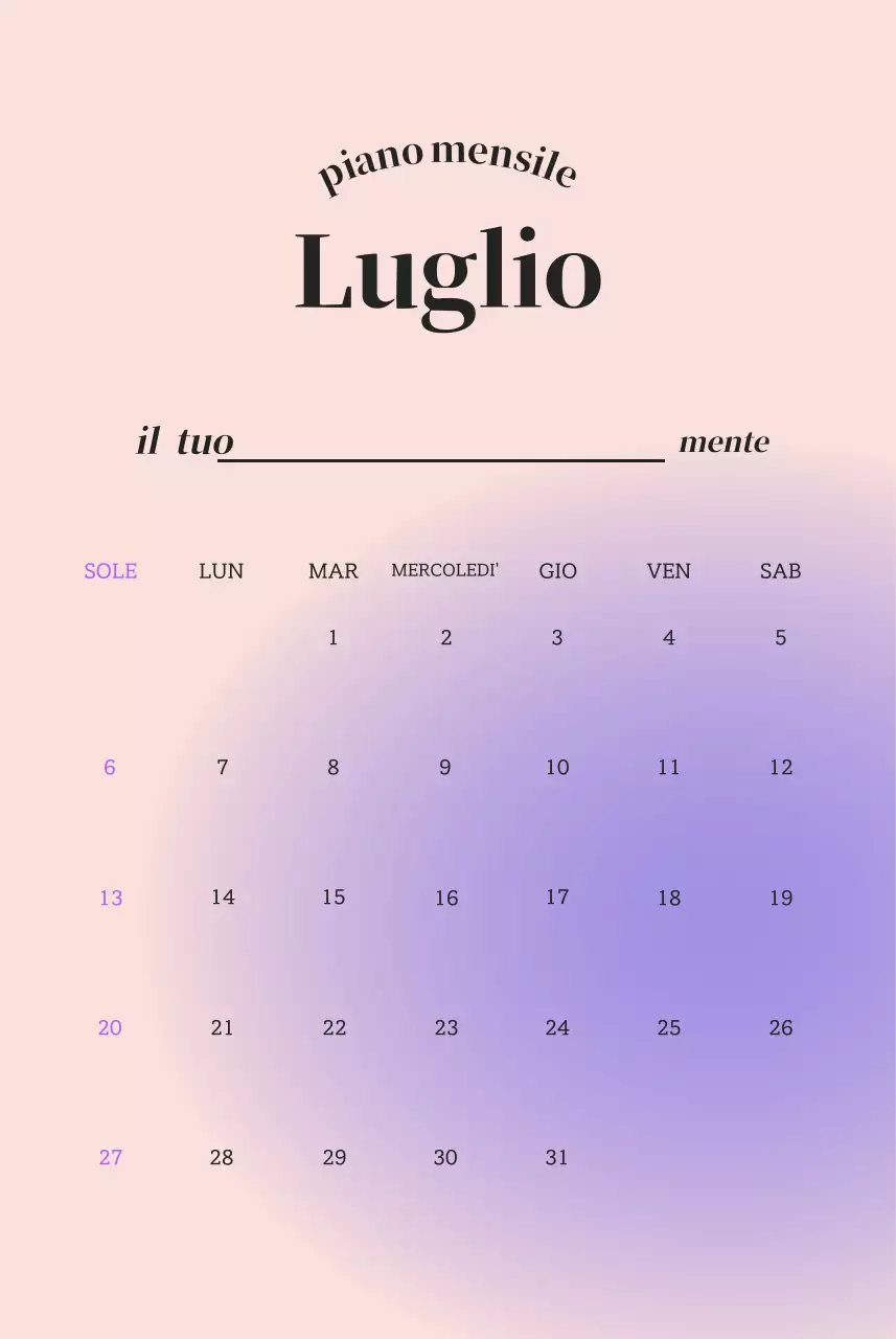 Scrittura del calendario minimalista a gradi