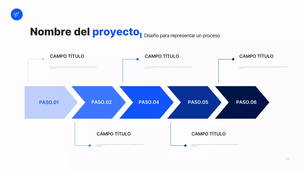 Un sencillo plan de empresa en blanco y azul