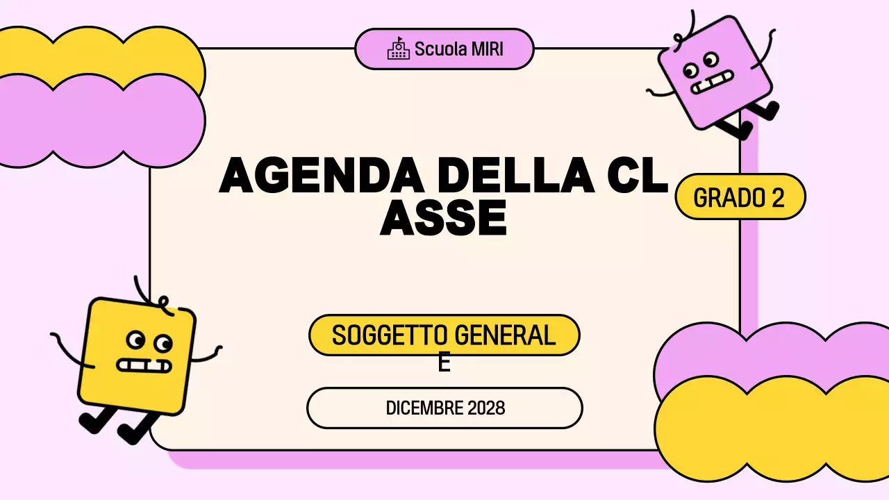 Rosa, giallo, giocoso Presentazione dell'agenda di classe
