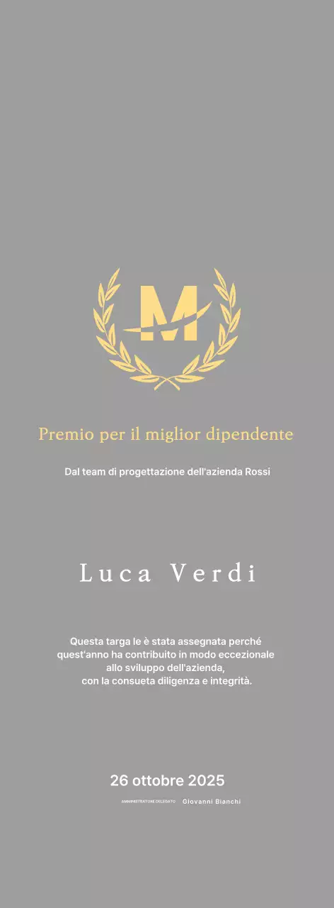 Targa d'iscrizione ordinata con allori